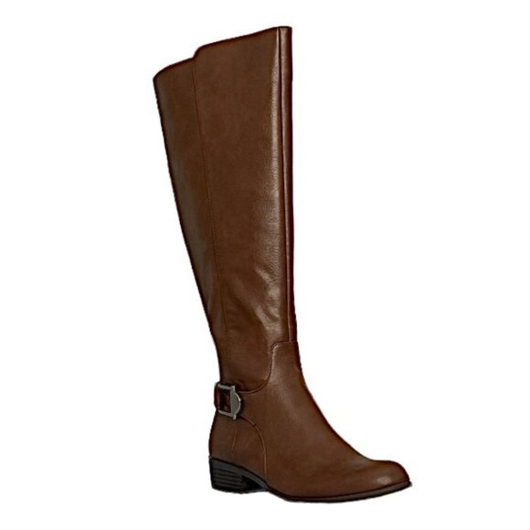 ALFANI KALLUM Tall Knee-High Block Heel Riding Boots Cognac Size 5 - Picture 1 of 10